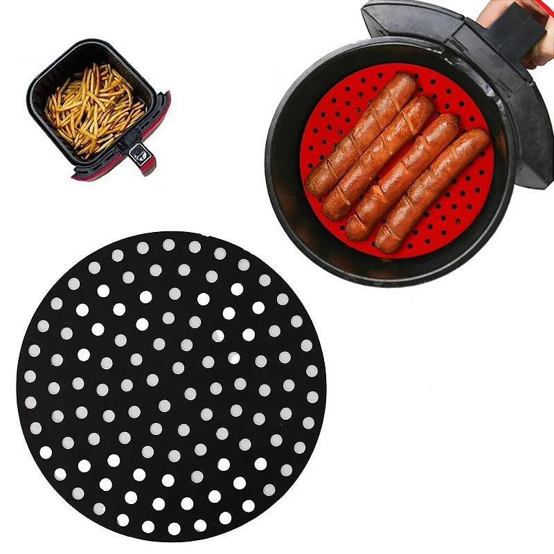 Forma Para Airfryer De Silicone Tapete Reutilizável Antiaderente