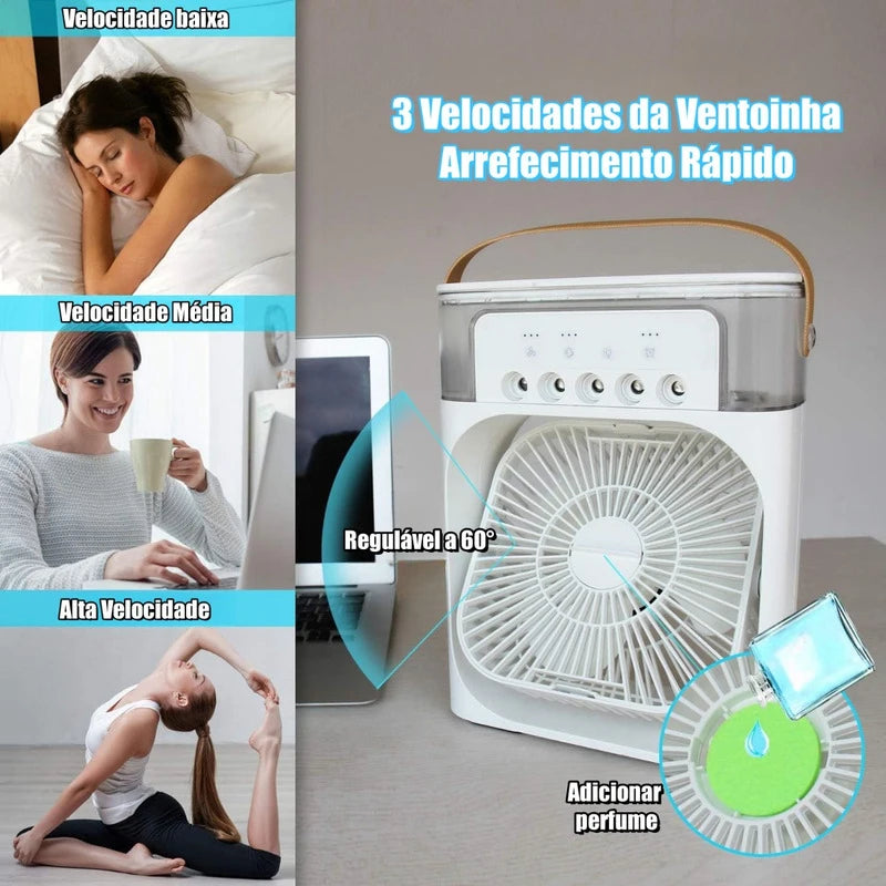 Ventilador Portátil elétrico 3 em 1  Ventilador, Umidificador e Resfriador