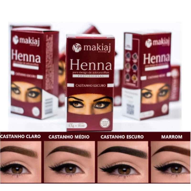 Kit Henna Designer Sobrancelhas Profissional Alto Rendimento e Fixação Rena Makiaj De Sobrancelha